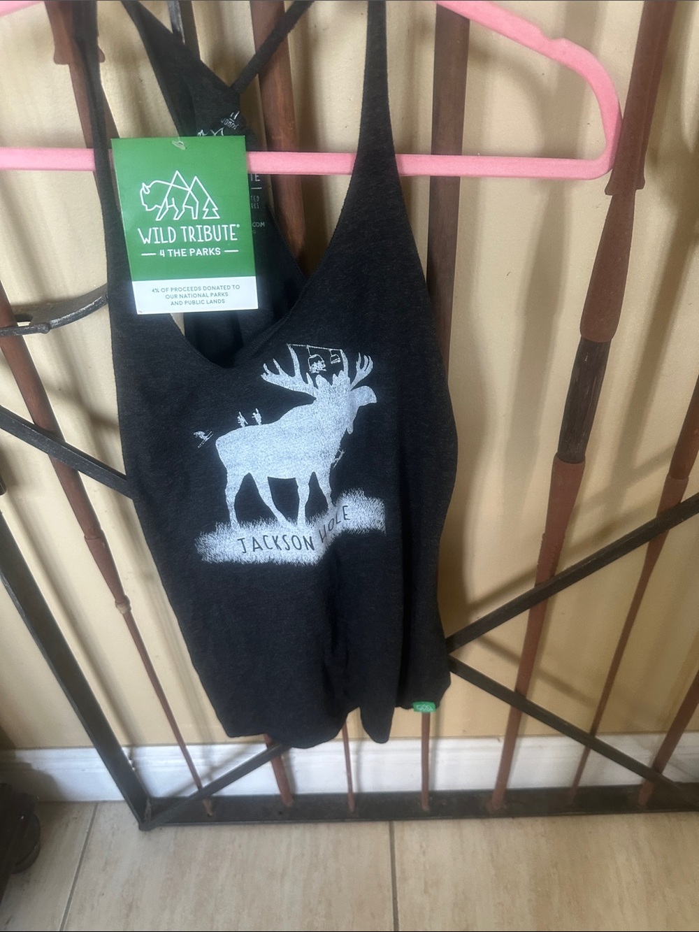 Wild Tribute Women's Black Muscle Tank with Moose Graphic - Jackson Hole